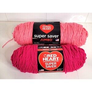 Lot of 2 Mixed Red Heart Super Saver Perfect Pink Shocking Pink Partials READ